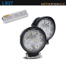LS27 LED작업등 소형 2500루멘 CREE 27W 25m/30m IP67 야간작업 집어등 트랙터 중장비, B세트(본체/확산형+SMPS)