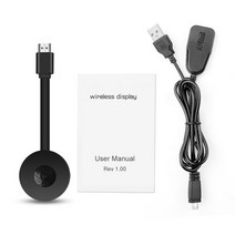 미라캐스트 안드로이드 동글 미라스크린 와이파이 HDMI 호환 에어플레이 TV 스틱 무선 디스플레이 수신기 1080P 미디어 스트리머 어댑터, 01 Black