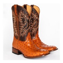 New Mens Mid-Calf Boots 빈티지 자수 서부 카우보이 바이커 부츠 슬립 온 겨울 캐주얼 슈즈 Pointed Toe Men