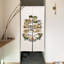 일본 문 커튼 노렌 귀여운 고양이 커튼 거실 침실 출입구 파티션 주방 입구 걸이식 반 커튼, 70x150cm, CLX00464