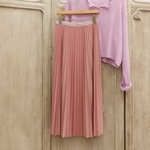 파스텔 분또 a라인 피아노 플리츠 밴딩 주름 롱스커트