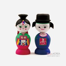 목각혼례인형(대)-신랑신부, 한지포장 - 1개비용