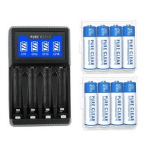 퓨어클리어 SW-4N AA/AAA 겸용 USB LCD 4구 충전기+충전지 세트, 퓨어클리어 SW-4N+AA 2500mAh 4알 2세트