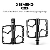 WEST BIKING-경량 탄소 섬유 슬리브 자전거 페달 로드 바이크 플랫 MTB 3 베어링 알루미늄 BMX 사이클링 페달, Black