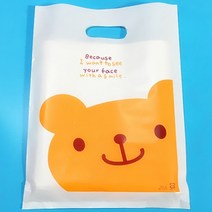 사각 곰돌이 비닐쇼핑백 50매_럭키데이유통 의류매장 기프트백 옷가게 비닐가방 고급 선물쇼핑백, 사각 비닐쇼핑백