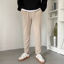 남자 스판 사계절 테이퍼드 밴딩 슬랙스 팬츠