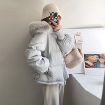 빅 퍼 카라 패딩 여도매 2023 달콤 슬림 니트 소매 기모 작은 키 흰 오리털 점퍼69212