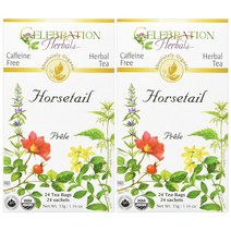 Celebration Herbals CaffeineFree Horsetail Herbal Tea 셀러브레이션 허벌스 허브티 카페인프리 쇠뜨기차 허브차 24티백 33g 2팩, 1개