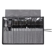 아크릴물감 23pcs 페인트 브러쉬 세트 나일론 헤어 아티스트 스폰지 보관 유화 127, 어두운 회색