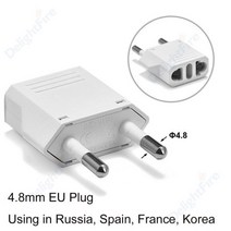 해외 여행용 전원 어댑터 EU 유럽 미국 AU KR 일본 중국 전기 변환기 충전기 AC 콘센트 플러그 어댑터, 1개, EU 4.8mm 화이트