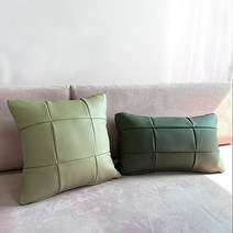 [조브라운] 천연 통가죽 쌍십자 스티치 소파 쿠션, 코발트블루