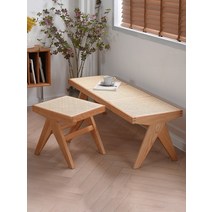 라탄 벤치 식탁 의자 거실 벤치소파 레트로, 체리색 3인용