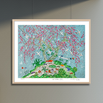 제주생활의 중도 Houses On Hill(150 Editions) 이왈종 판화, 우드화이트