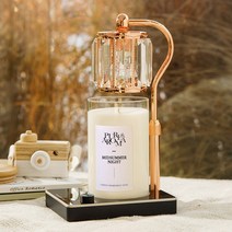 캔들백화점 롱스퀘어 크리스탈 ELSA 캔들워머+소이캔들 대용량 1000ml 대왕캔들 세트, ELSA 로즈골드블랙+미드썸머나잇