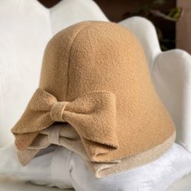 폴드 리본 벙거지 모자 버킷햇 니트 챙 겨울 가을 캡 캐시미어 양모 봄 웜햇 모직 양털, 폴드리본 베이지, 폴드리본 베이지