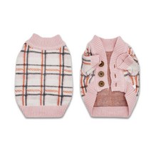 강아지 눈꽃 가디건 2종컬러 XS~XXL 사이즈 예쁜 옷 애견의류 반려동물 니트 스웨터 명품 가을 겨울 봄 사계절 조끼 실내 실외 기모 소형견 중형견 애기 야외 산책용품, 핑크