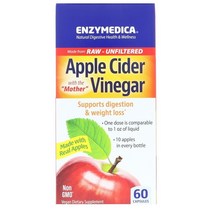 엔자이메디카 애플 사이다 비니거 사과식초 식물성캡슐 60정 Enzymedica Apple Cider Vinegar, 1, 1개