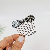 시크몽 프랑스핀 호피 마블 미니 둥근 리본 포인트 헤어 빗핀