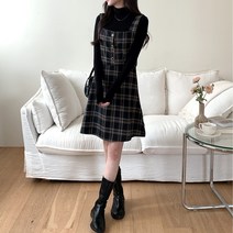 퍼니걸스 5487 뷔스티에 체크 A라인 미니 원피스 여성의류
