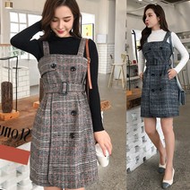 루디아 더블체크 모직 원피스