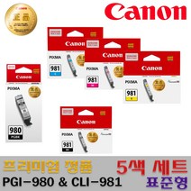 캐논정품 PGI-980 CLI-981 PGI-980XL CLI-981XL 5색 6색 세트 TS8190 TS8195 TS8290 TS8295 TS8298 TS8390 TS8391, 정품_표준_5색(포토블루X)_1세트