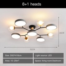 제이즈 투명 유리 볼 Led 천장 샹들리에 조명 거실 장식 침실 보육 주방 식탁, [05] grey-8 heads, [01] Cool white light