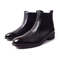 4CM 굽 미들힐 플랫 남자 부츠 슈즈 워커힐 구두