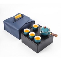 2023 홈바 테이블 도자기 중국 Gongfu 차 세트 휴대용 주전자 360 회전 메이커 및 인퓨저 다도 가방, 05 05