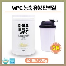 단백질 쉐이크 WPC 농축 유청 단백 분말 운동후 헬스 보충제 아미노산 아르기닌 혼합 비타민 미네랄 가루 프로틴 파우더 식사대용 근육 만들기 보조제, 2팩, 농축 유청단백질 분말 500g 요거트