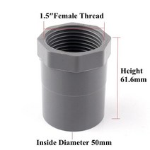 원예용품 PVC 암나사 스트레이트 커넥터 정원 관개 급수관 물고기 탱크 급수 조인트 1/2 인치-20mm-2 인, [01] 1pc, [05] 1.5-1.5 Inch