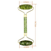 천연 로즈 쿼츠 제이드 과샤 스크레이퍼 보드 마사지 페이스 바디 구아슈 스킨 리프팅 링클 리무버 뷰티 케어, [06] Green-roller