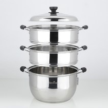 퀸센스 다용도 3중바닥 스텐3단 대형찜기 32cm 36cm 40cm, 3단 스텐 찜냄비 32cm, 1개