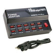 10구 USB 멀티 충전기 어댑터 DC, 10 포트 충전기 10A (스위치 포함)