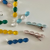 국내제작 조약돌 호마이카 컬러 아크릴 여름 옆머리 미니 포인트 축제 워터밤 흠뻑쇼 헤어핀 집게핀, 핑크