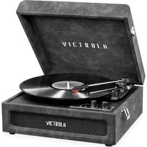 Victrola 3-in-1 블루투스 수트케이스 레코드 플레이어 및 3단 턴테이블, 램스킨 그레이