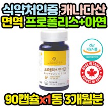 캐나다산 먹는 프로폴리스 아연 영양제 90캡슐 x1통 BEEPROPOLIS 홈쇼핑 코스트코 구강 할머니 할아버지