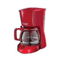 Besuche den Russell Hobbs-Store 커피머신 가정용 Hobbs Textures 커피 머신 레드 최대 10컵 1.25l 유리 용기 자동 전원 끄기 수위, 썩음