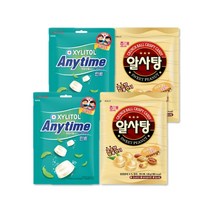 롯데 해태 캔디모음 애니타임 밀크민트 92gx2개 + 알사탕 126gx2개 (총4개), 1세트, 92g