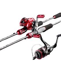 ROLLFISH 루어 낚시대 세트 스피닝/베이트 카본 낚시대 바다 민물 루어낚시대 세트 초릿대 2개 M L 조, 베이트대-왼손 릴