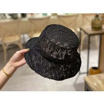 견고한 버킷 모자 여성용 투명 레이스 플라워 스팽글 비치 파나마 패션 한국 통기성 어부 단색 분지, 02 2_01 56-58