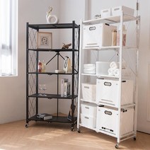 3초설치 원터치 접이식 철제폴딩선반 공간활용 틈새보관 이동식 타공진열선반 3단 5단, 글로시 화이트