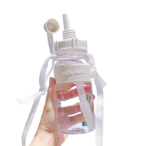 UNBAISER 1L 2L 대용량 휴대용 헬스 빨대 보틀 텀블러, 1L퍼플+스트로+스트랩