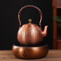 Dian Gong Tang Kung Fu Tea 세트 수제 구리 냄비 수제 구리 냄비 순수 구리 수제 주전자 특수 가격 물 끓는 주전자, 망치 포인트 구리 냄비 B 볼록 커버, 1.2-1.6L, 1개