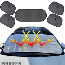 그랜져 햇빛가리개 햇빛차단 앞창가리개 차박용품, 앞창외부장착6종세트