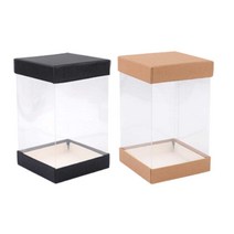 투명 포장케이스 사각 원통 PET PVC 투명 케이스 통, 색상/사이즈, 사각 9x15cm 블랙