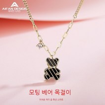여성인신선한항목바람목걸이패션조커 작은도매블랙마노순수한실버 목걸이귀여운목걸이S925곰