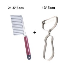 채칼 낭아감자 칼의 물결 무늬 파도 주방 가정용 야채 썰기 신기 꽃 모양 썰고 그릇 프레이치프라이 3758253209, 1손잡이 칼 파도 조롱박 H라인 껍질