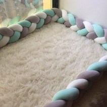 범퍼 침대 패드 아기 가드 토퍼 1.5M/2M 브레이드 매듭 베개 쿠션 유아용 보호대 룸 장식 침구 세트, [01] 2m, [09] 09
