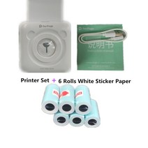 포토프린터 휴대폰사진 인화기 휴대용 미니 a6 mini Thermal photo mobile 레이블 티켓 영수증 pos 접착 용지 블루투스, 1-6 롤 스티커 추가