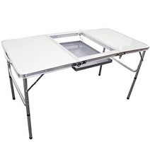 MERMONT 아웃도어 테이블 BBQ 테이블 접이식 캠프 바베큐 쿡탑 베란다 화이트 알루미늄 테이블 콤팩트 135 cm×60 cm